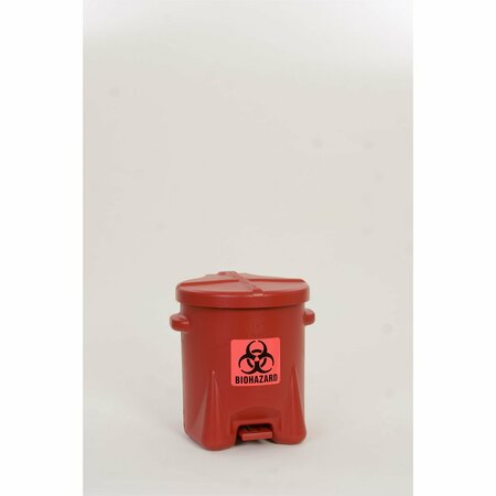 EAGLE SAFETY BIOHAZARDOUS WASTE CANS, Polyethylene - Red w/Foot Lever, CAPACITY: 6 Gal. 943BIO